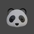 Cute Panda Head 3D Model with Black Ears and Round Black Eyes 3d model