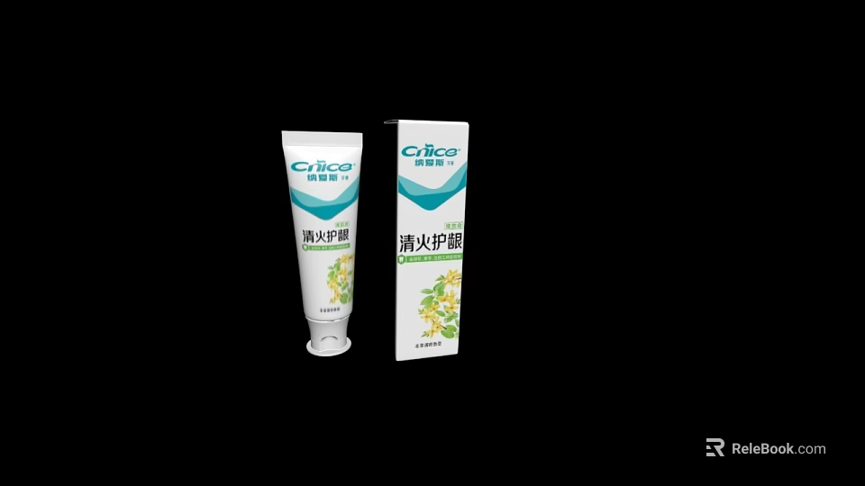 CIACO Fire Clearing Gum Care Toothpaste Tube and Box Packaging 3d model 