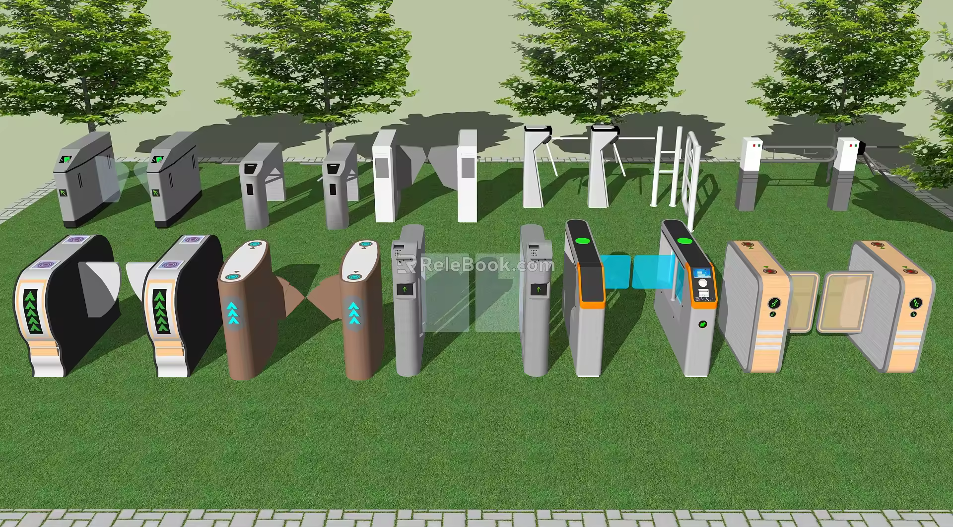 Modern gate machine pedestrian swing gate machine gate 3d model