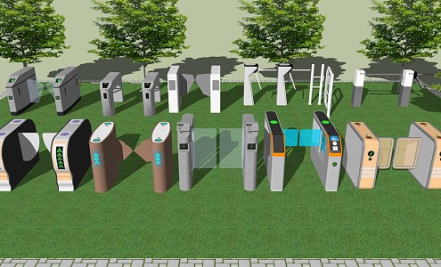 Modern gate machine pedestrian swing gate machine gate 3d model