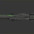 Futuristic Sci Fi Spaceship With Green Accents And Detailed Gray Aerodynamic Body
