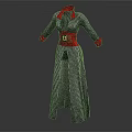 Long Striped Coat With Red Collar Cuffs And Belt In Black And Red