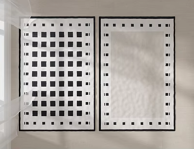 Square Carpets With Black And White Grid And Border Patterns For Modern Home Decor 3d model