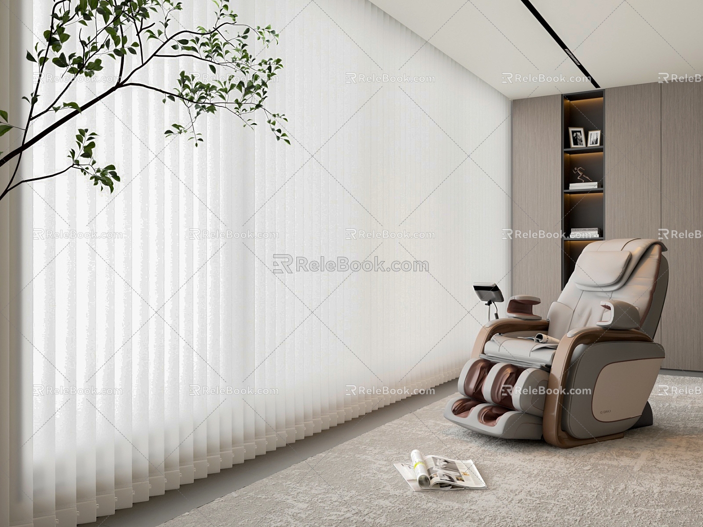 Modern vertical blinds venetian blinds dream curtain massage chair 3d model