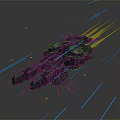 Futuristic Sci-Fi Spaceship Flying With Blue Light Trails And Detailed Mechanical Structure