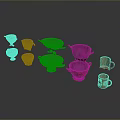 Sculpted Pottery Vessels Including Bowls And Cups In Brown Red And Light Colors
