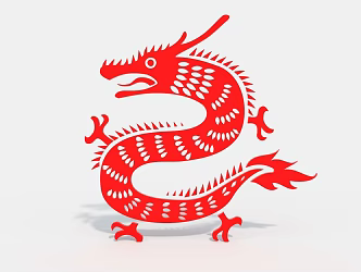 Chinese Dragon Paper-cut Chinese Zodiac Meichen Totem 3d model