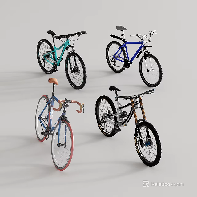 Colorful Bicycles Various Types And Styles For Outdoor Riding Adventures 3d model 