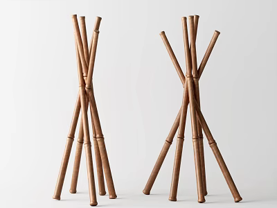 Modern Minimalist Wooden Coat Racks For Home With Crossed Poles 3d model