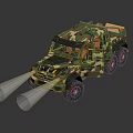 Military Camouflage Off Road Vehicle With Large Wheels And Tactical Design