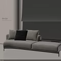 Modern Two Seater Sofa With Light Gray Fabric Black Cushions And Minimalist Side Table