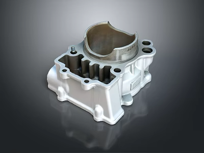 Aluminum Mechanical Engine Part With Curved Section Machined Surface And Holes 3d model