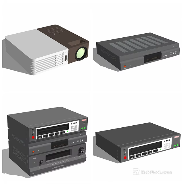 Modern Audio Speakers With Various Designs Sleek Exteriors And Control Panels 3d model 
