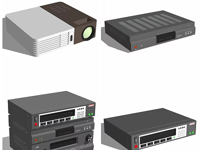 Modern Audio Speakers With Various Designs Sleek Exteriors And Control Panels 3d model