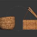 Handwoven Storage Baskets and Rectangular Box for Home Organizing 3d model
