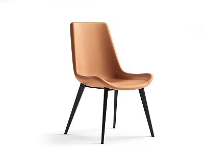 Modern Light Brown Upholstered Dining Chair With Black Legs And Sleek Design 3d model