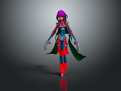 Lady Soldier Female Detective Female Hit Warrior Samurai Soldier Detective Agent Hit 3d model