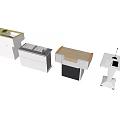 Various Modern Functional Desks With Different Styles And Practical Features For Office Use 3d model