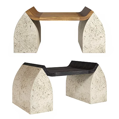 Modern Outdoor Chair With Stone Arched Legs And Black Seat Design For Patio Use 3d model