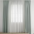 Modern Curtain Curtain Tulle Window Railing Fabric 3d model