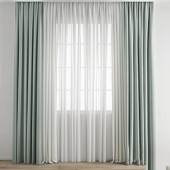 Modern Curtain Tulle Window Railing Fabric 3d model