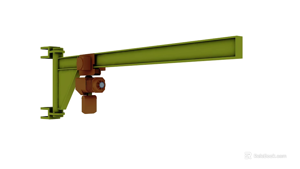 Green Industrial Equipment with Long Arm Bracket and Brown Connecting Components 3d model 