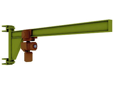 Green Industrial Equipment with Long Arm Bracket and Brown Connecting Components 3d model