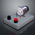 Laboratory Equipment With Black Red Knobs And Cylindrical Motor On Gray Base 3d model