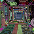 Futuristic Spacecraft Interior Featuring Circular Blue Devices Control Panels Window And Flooring Pattern