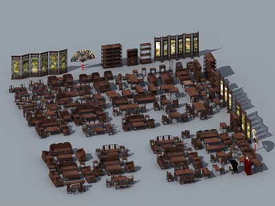 Wooden Entryway Cabinet And Side Cabinet With Various Styles And Functional Storage Designs 3d model