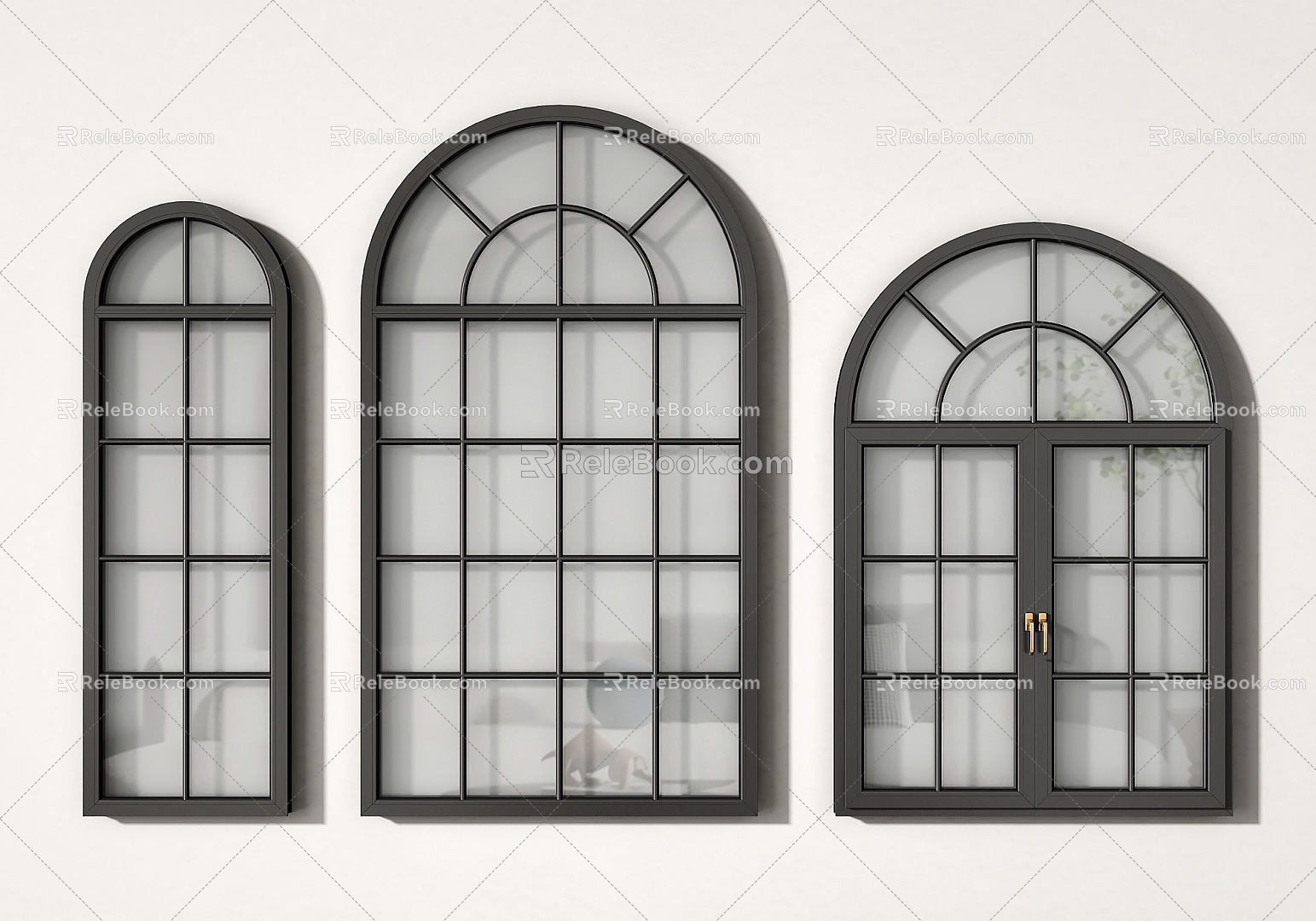 French windows French retro windows European-style windows casement windows curved windows floor-to-ceiling windows windows partition windows 3d model