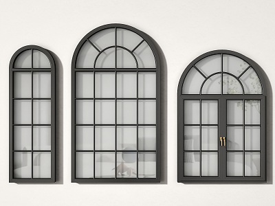 French windows French retro windows European-style windows casement windows curved windows floor-to-ceiling windows partition windows 3d model