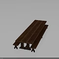 Modern Dark Wood Grain Wooden Table With Two Tier Structure And Minimalist Design