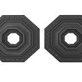 Black Octagonal Decorative Carving Plates With Circular Hole And Intricate Edge Patterns 3d model