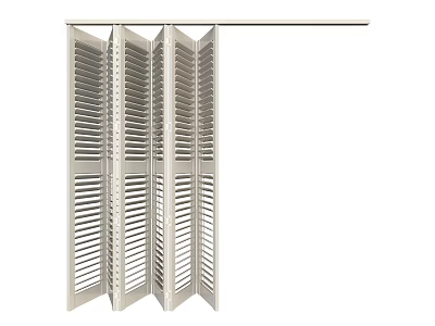 White Louvered Folding Door with Open Design for Modern Interior Space 3d model