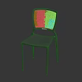 Modern Minimalist Light Colored Office Chair With Perforated Backrest And Metal Legs