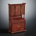 Vintage Mahogany Cabinet Furniture With Intricate Carvings Drawers And Upper Lower Sections