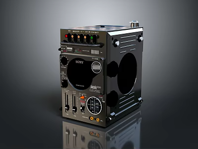 Black Electronic Audio Device With Control Panel Knobs And Display Interface 3d model