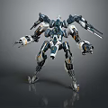 Futuristic Mechanical Warrior Robot With Multi Armed Structure And Combat Weapons