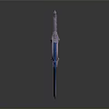 Futuristic Fantasy Weapon With Purple Blue Gradient Ring Shaped Top And Shiny Decorative Base
