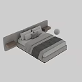 Modern Upholstered Double Bed With Wooden Nightstands And Decorative Pillows