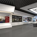 Modern Exhibition Hall Interior With Display Walls Images Texts And Counters 3d model