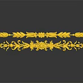 Golden Decorative Carved Designs With Floral And Leaf Motifs On Shiny Surface