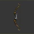 Traditional Decorative Bow With Wooden Curved Structure And Metal Accents
