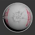 Spherical Industrial Storage Tank With Metal Support Structure And Red Labeling
