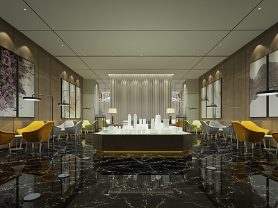 New Chinese Sales Office Sales Lobby Center 3d model