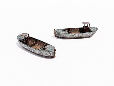 Old wooden boat. 3d model