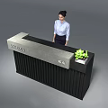 Modern Reception Desk With LINKICO Signage Green Plant And Vertical Slat Front