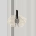 Modern White Petal Shaped Chandelier With Black Pole And Warm Light For Interior