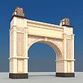 Classical Arched Stone Entrance Gate With Decorative Towers And Intricate Carvings